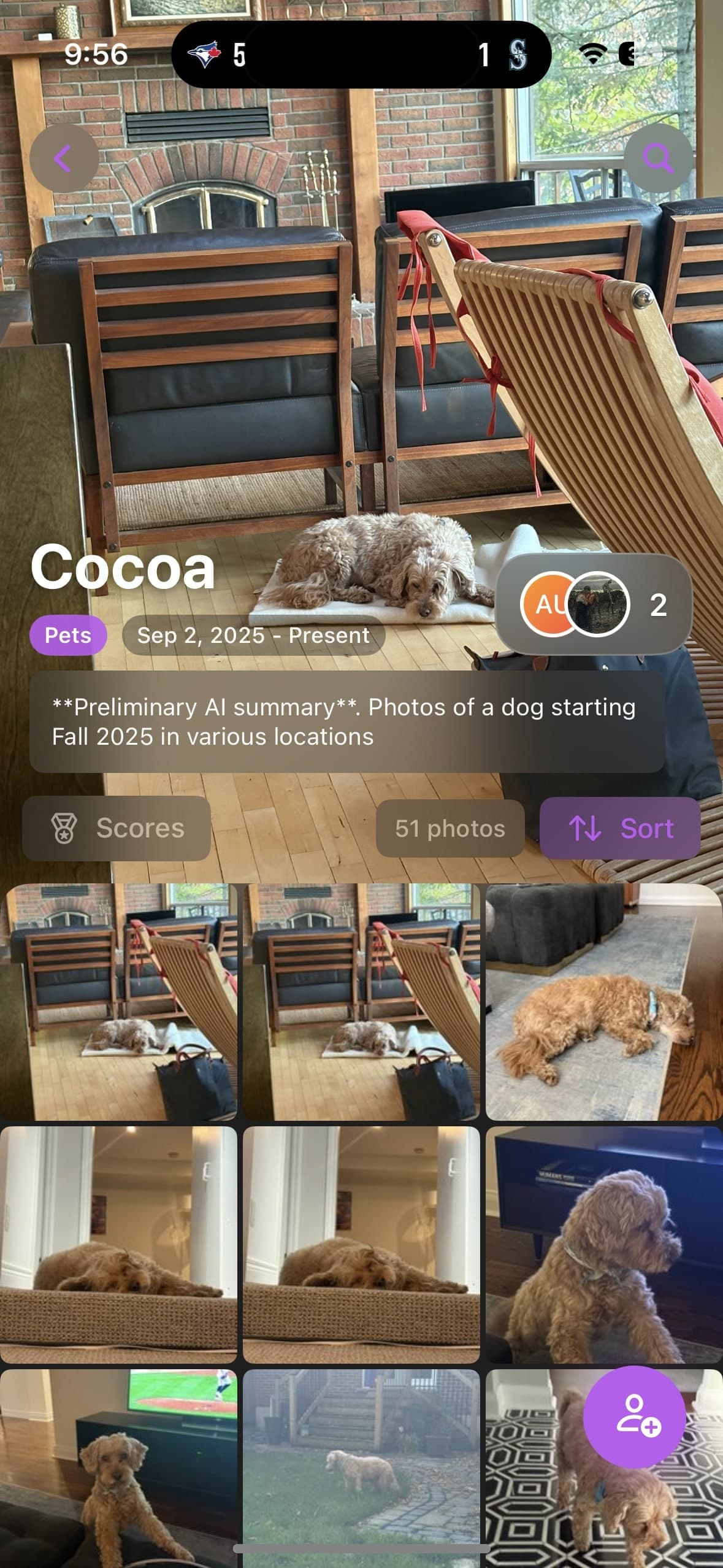 Mosaic App Albums Screen