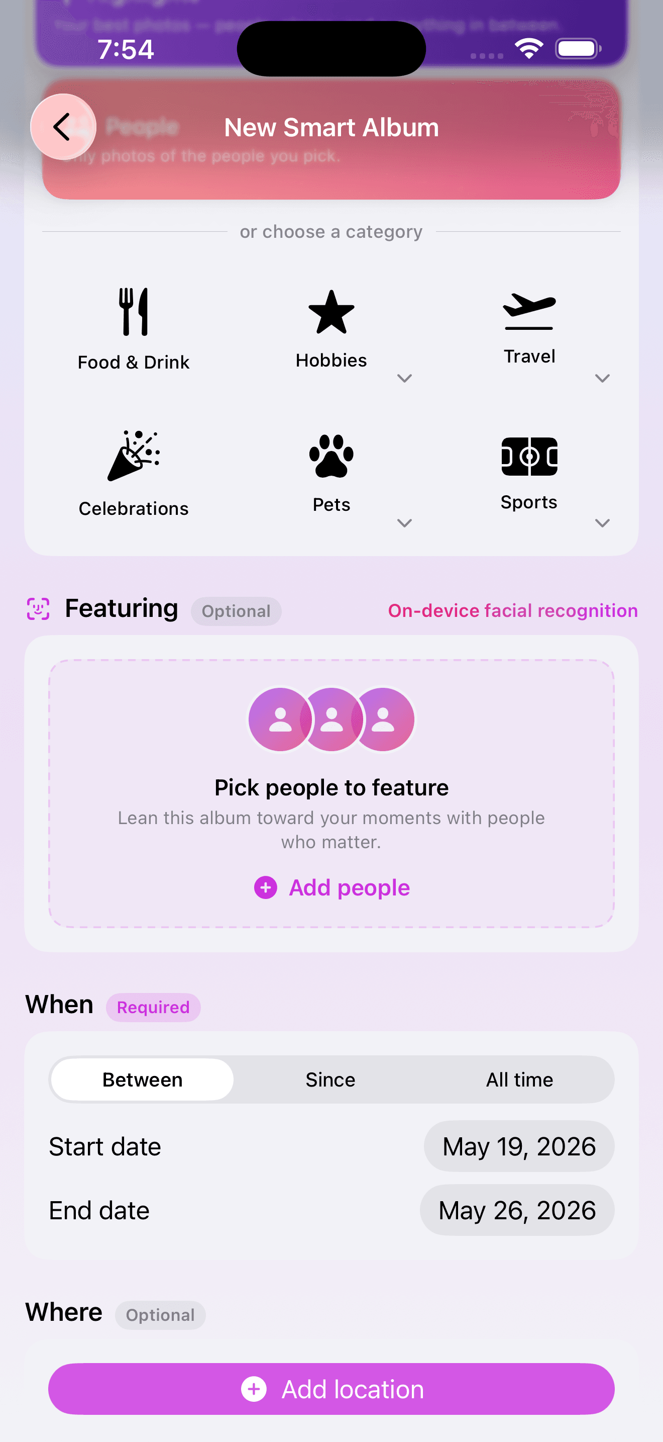 Mosaic app screen
